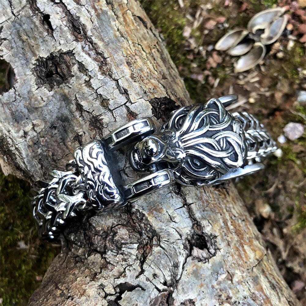 Ancestral Wolf Bracelet in Stainless Steel
