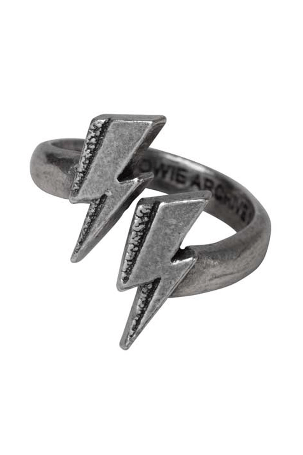 Vintage Pewter Lightning Bolt Wrap Ring Gothic Jewelry
