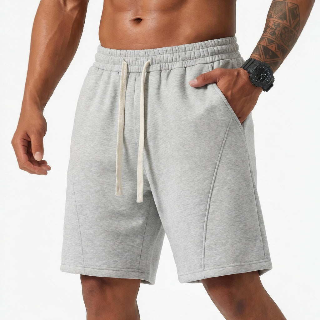 Men's Casual Fleece Lined Elastic Waist Drawstring Sweat Shorts